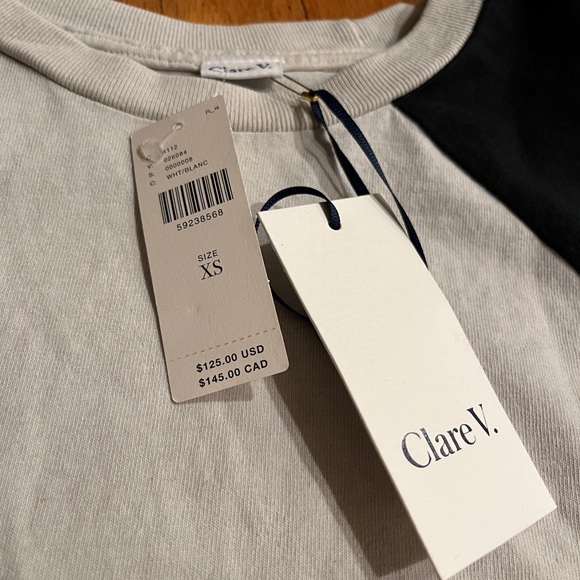 New Anthropologie Clare V. Lips Graphic Baseball Tee NEW Size XS X-Small t-shirt - Picture 3 of 4